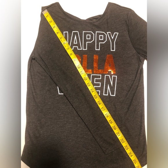 LOL Vintage Happy Holla Ween gray & orange/silver flip sequin long sleeve t, XL - Picture 7 of 14